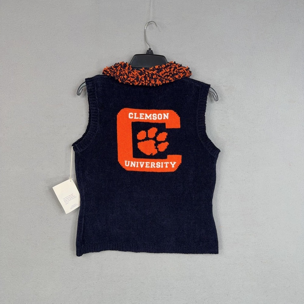 Vintage Clemson Tigers Vest Womens Medium Blue Orange NCAA Football Bellepointe - Picture 8 of 14